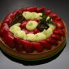 Tarte menthe/ fraises ( fond de pâte sucrée, crème mousseline, crémeux menthe et fraises) en saison